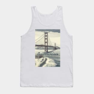 San Francisco Golden Gate Bridge ✪ Vintage style poster Tank Top